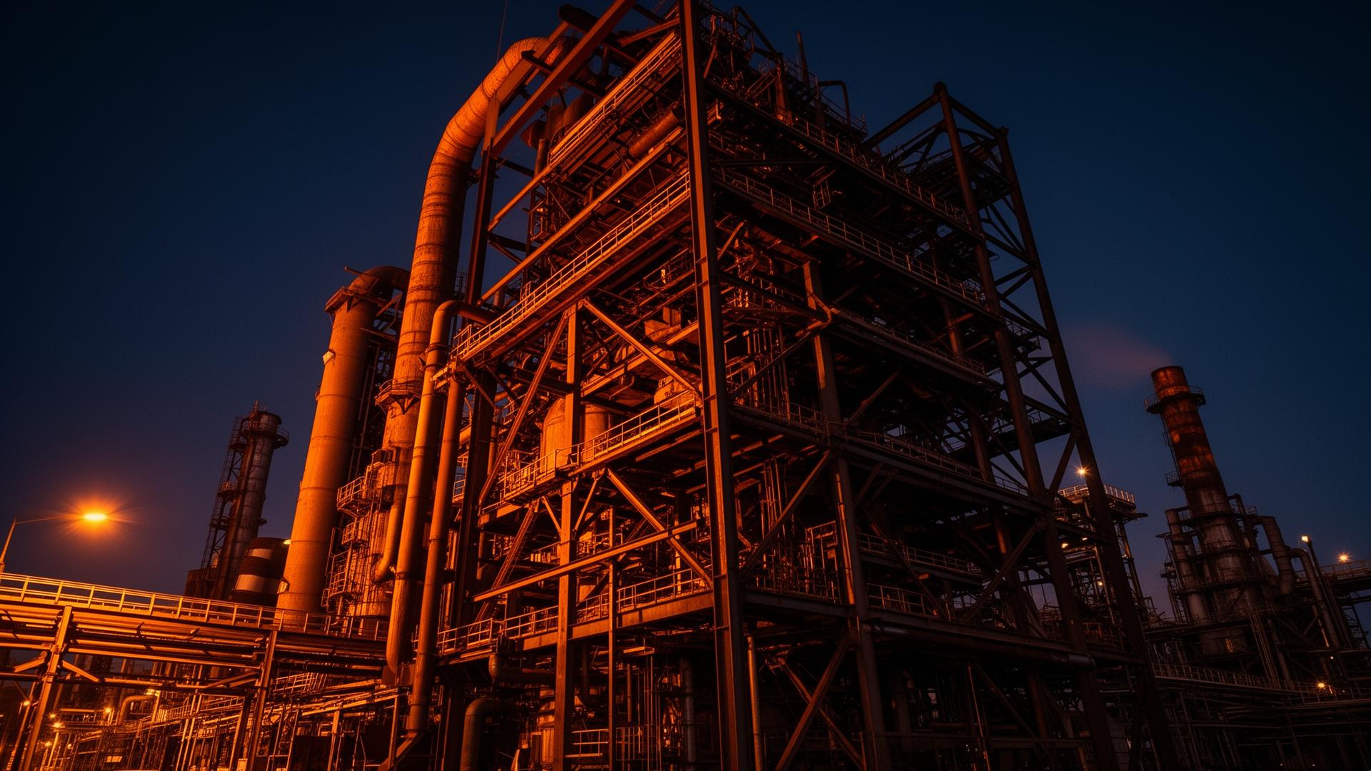 Industrial refinery at twilight